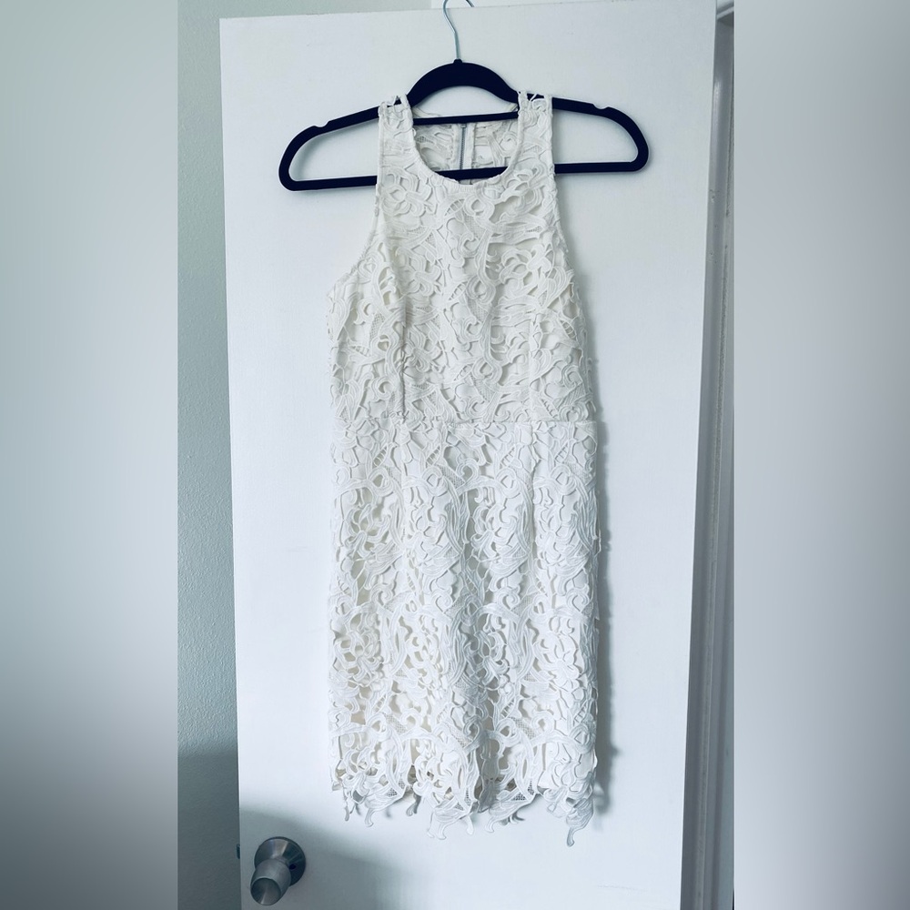 Elegant White Lace Midi Dress